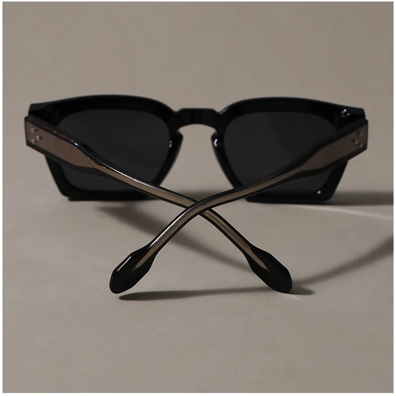 Retro Square Polarized Men's Sunglasses UV400 Anti-Glare Driving Shades with Acetate Frame And Textured Legs Fashion Eyewear