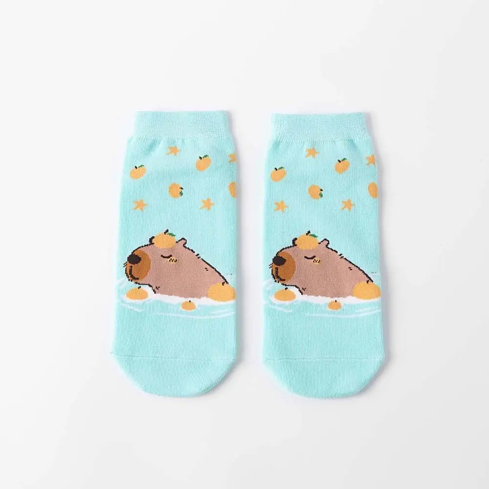 Fashion Anime Capybara Socks Cotton Patchwork Short Ankle Socks Anti-slip Kawaii Socks for Women Girls