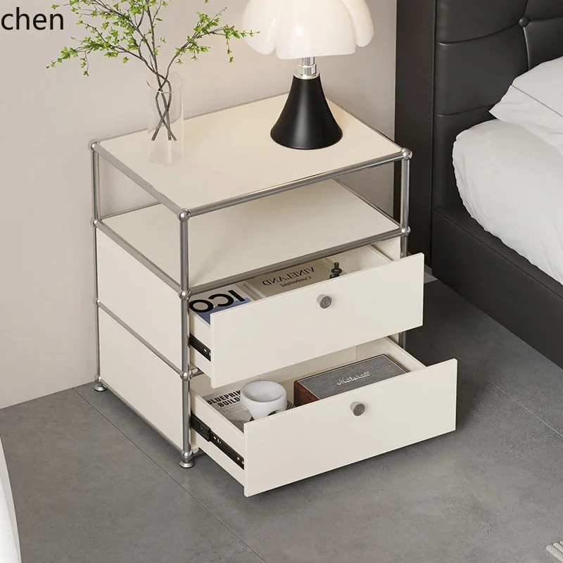 Y17- bedside table household bedroom simple storage storage stainless steel sofa side cabinet small