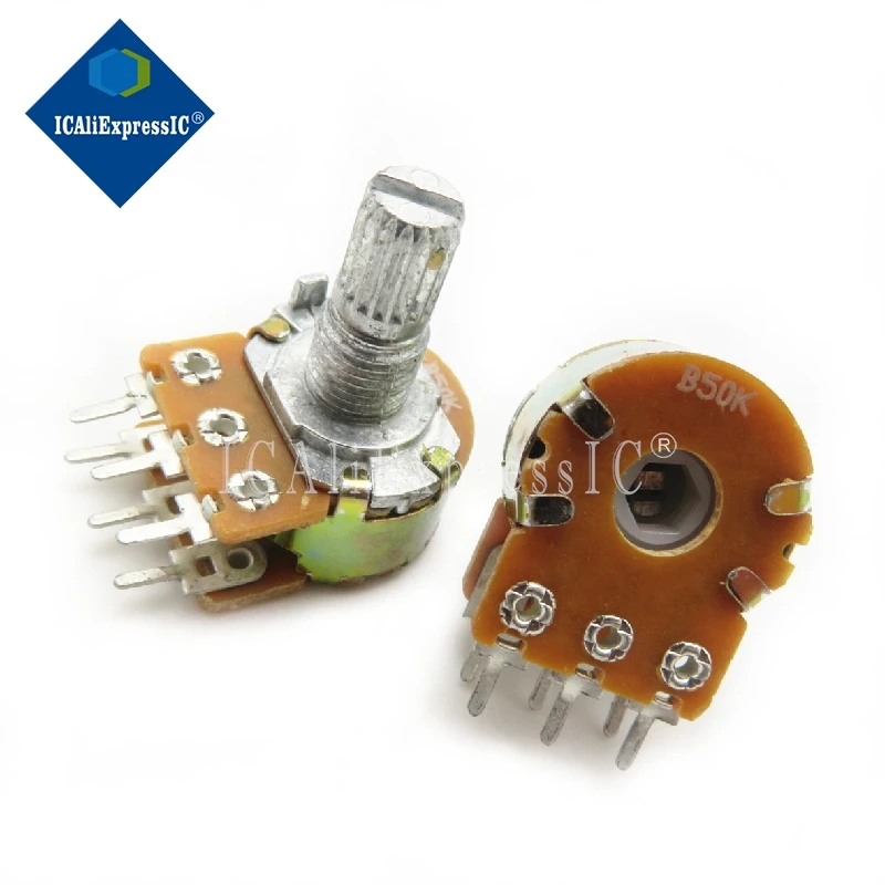 5pcs/lot B1K B2K B5K B10K B20K B50K B100K B500K B1M 6Pin Shaft WH148 Potentiometer 1K 2K 5K 10K 20K 50K 100K 500K 1M