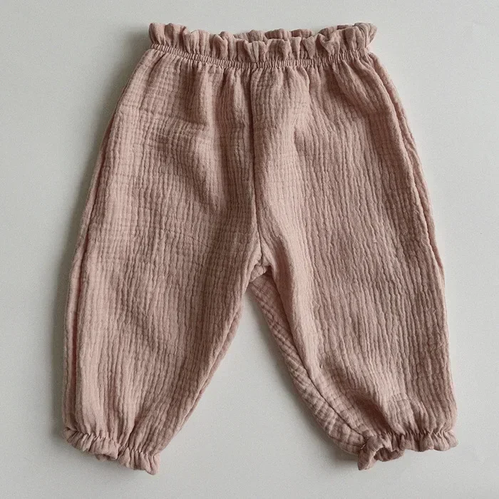 Muslin Cotton Newborn Infant Baby Boys Girls Loose Pants Casual Lantern Pants Full Pants