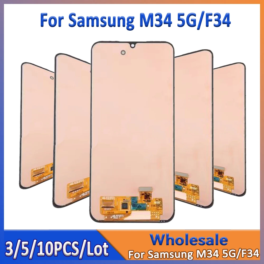 

Оптовая продажа, партия 3/5/10 штук для Samsung M34 5G ЖК-экран с сенсорным креплением для замены дисплея F34