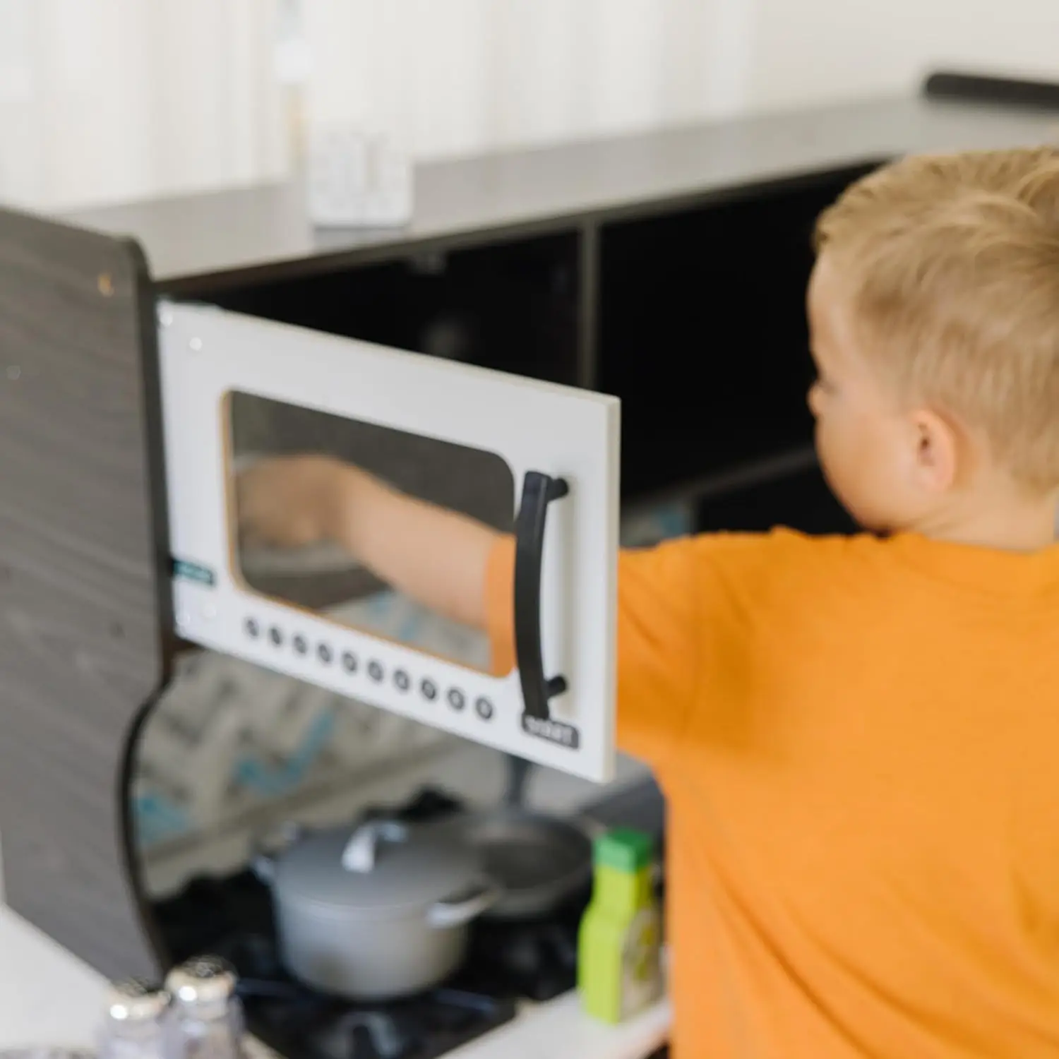 Ensemble de jeu de cuisine en bois pour les tout-petits, jouet de simulation de chef, distributeur de cubes de glace, gris charbon de bois