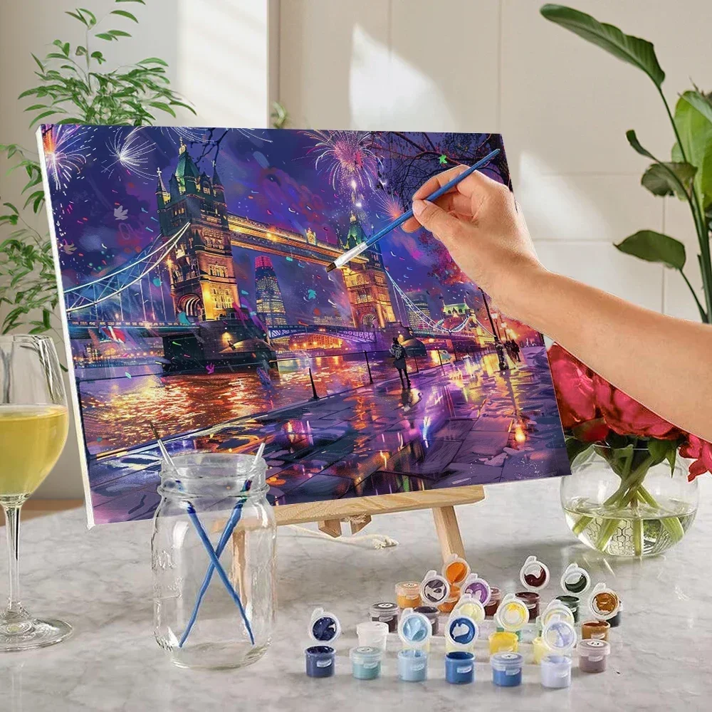 132454  piece,  urban night scenes DIY paint by number, suitable for holiday leisure creation, selected holiday gifts