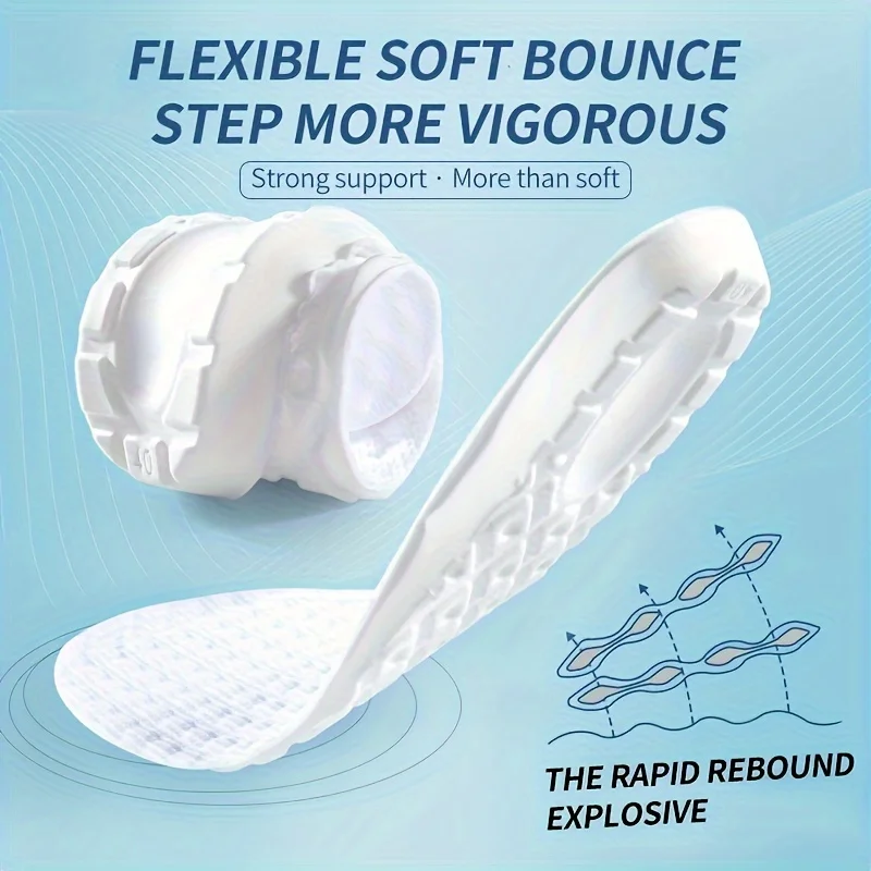 1 Paar 4D Sport-Einlegesohlen TPU Latex Memory Foam Einlagen für Herren Weiche Fußunterstützung Schuhpolster Atmungsaktive Sport-Einlegesohlen Fußpflege – Detail 2