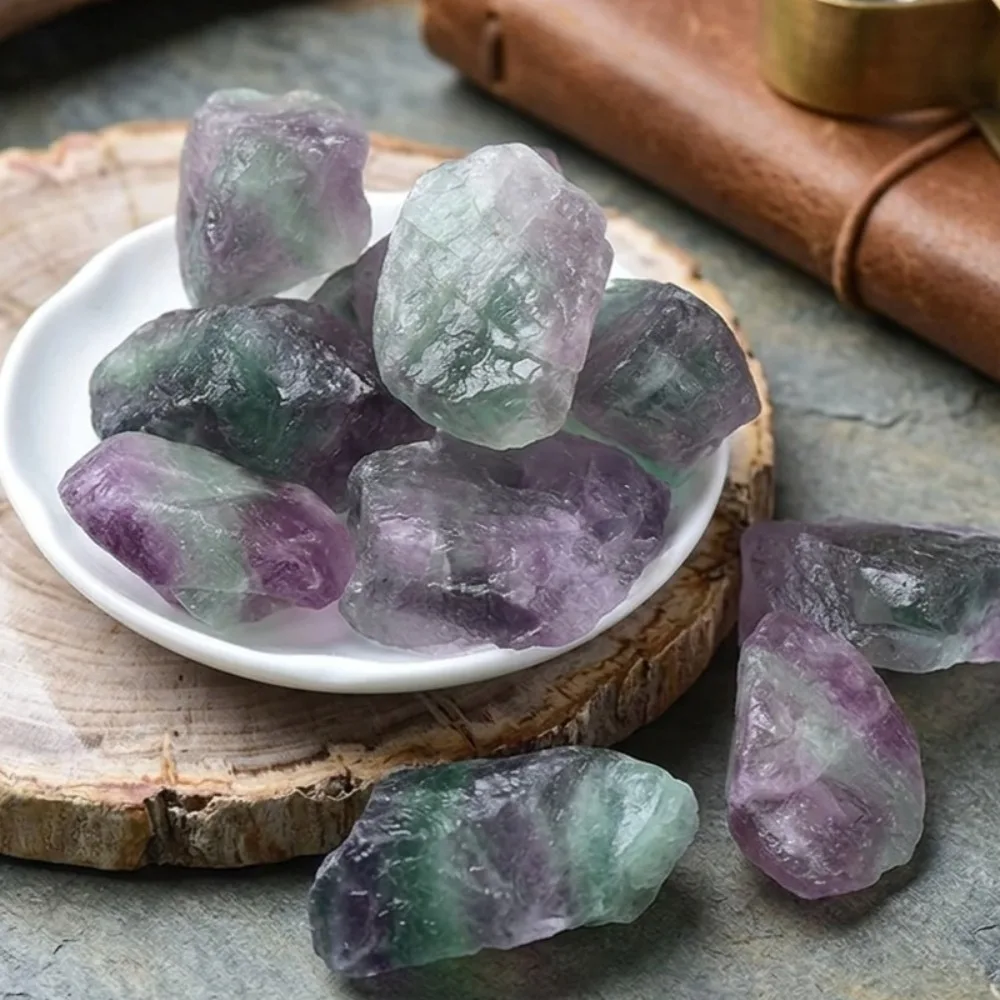 Natural Raw Rainbow Fluorite Rough Stones, Healing Crystal Gemstone Specimens for Collection, Home Decor & Energy Work