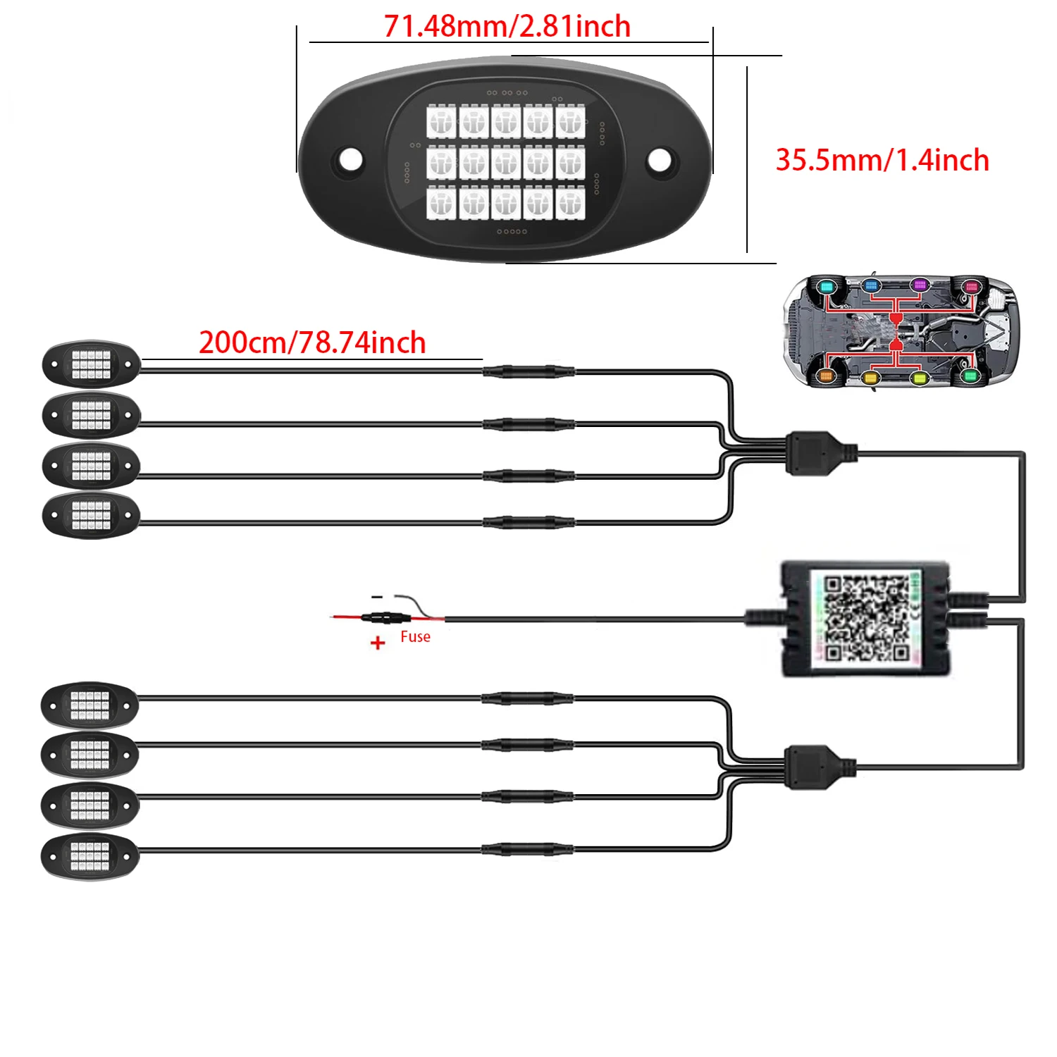 6/8/12Pods النيون LED أضواء الصخور App التحكم RGB LED Underglow أسفل الضوء متعدد الألوان للسيارات SUV شاحنة أضواء تحت الجسم 12 فولت #6