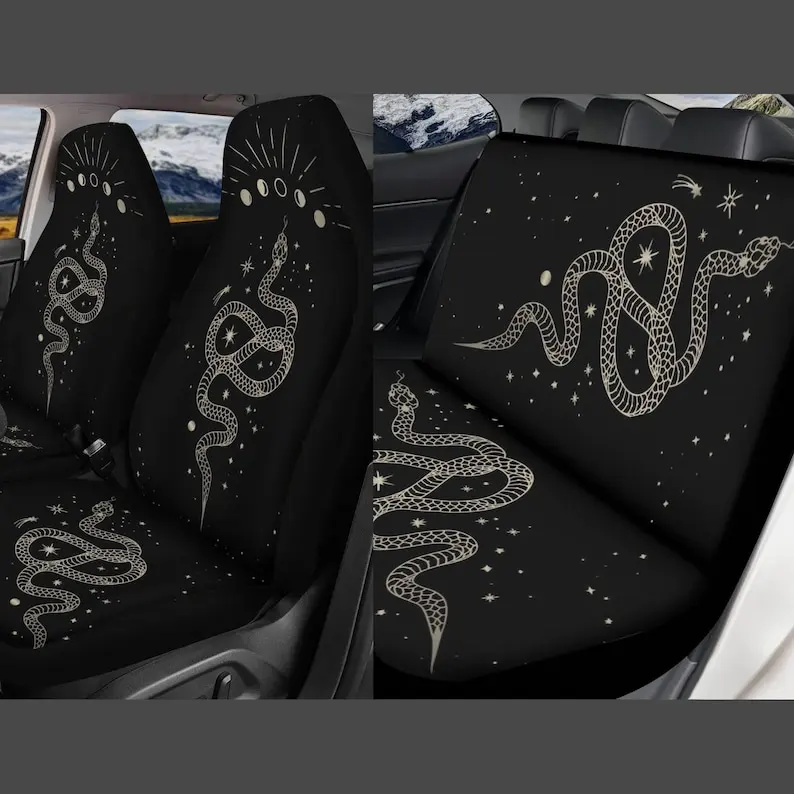 

Boho Celestial Snake Car Seat Covers Universal Environmentally Friendly Interior Decorations Comfortable Breathable Seat Covers