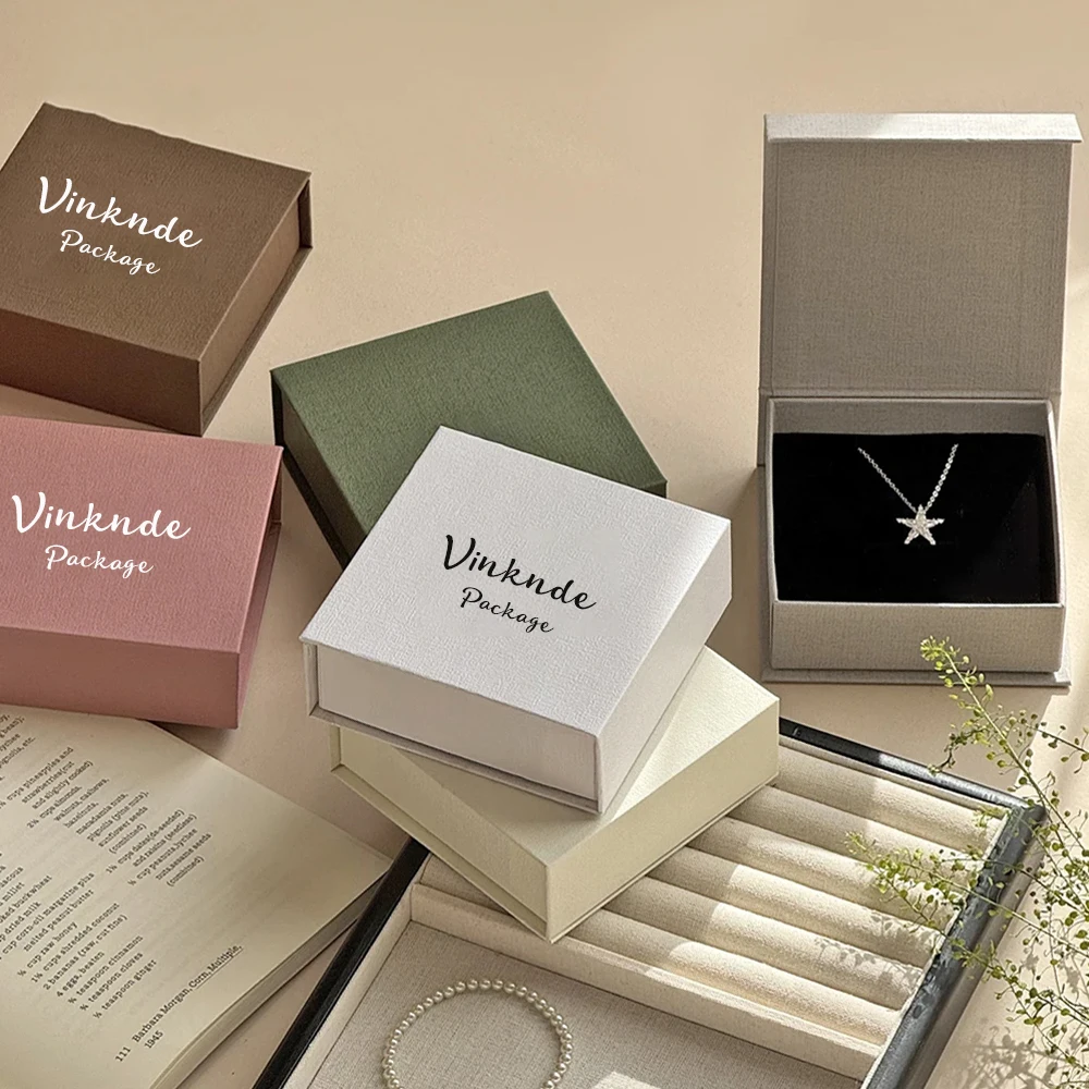 

10Pcs Personalized Logo Magnet Jewelry Paper Box Wedding Favors Ring Earring Necklace Pendant Bracelet Stud Storage Gift Boxes