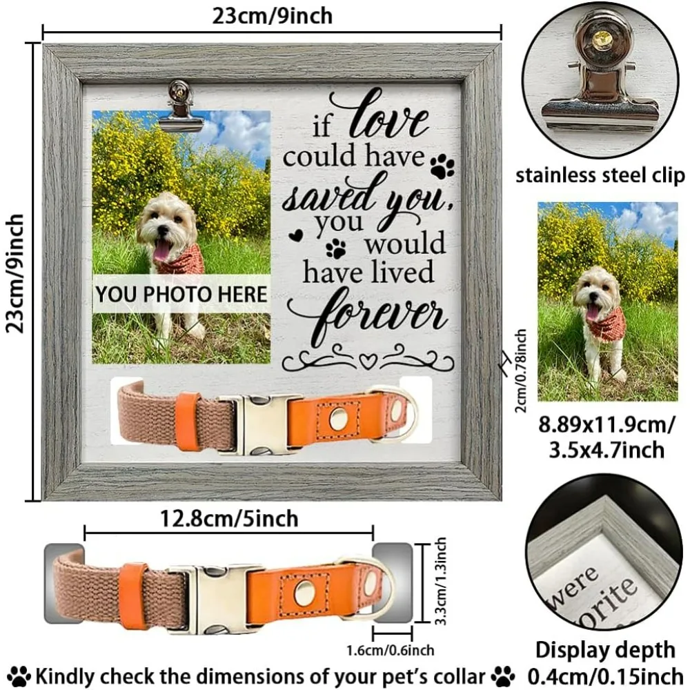 Dog Memorial Picture Frame 9x9 inch If Love Could Have Saved You You Would Have Lived Forever Cat Pet Picture Frames