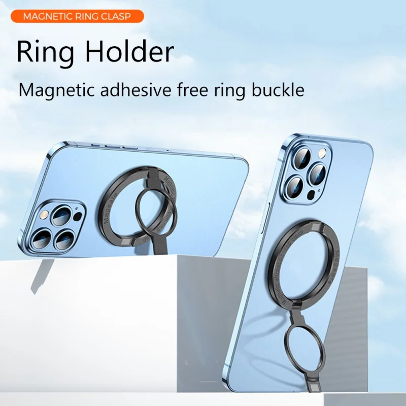 Magnetic Phone Stand with Ring Holder Compatible with iPhone 12 13 14 Series MagSafe Phone Grip Kickstand Smartphone Bracket