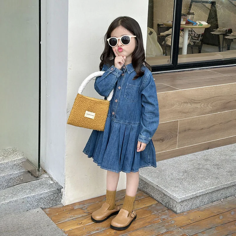 Girl Dress Kids Baby Party Birthday Evening Gown Cotton 2024 Jean Spring Autumn Outfits Toddler Beach Flower Girl Dress Children