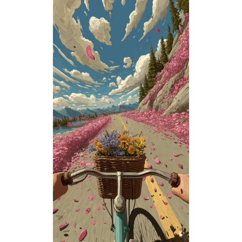 Rompecabezas de 500/1000/1200/2000 Piezas, Diseño de Bicicleta, Paisaje y Flores, Juego Familiar para Sala de Juegos, Dormitorio y Decoración del Hogar