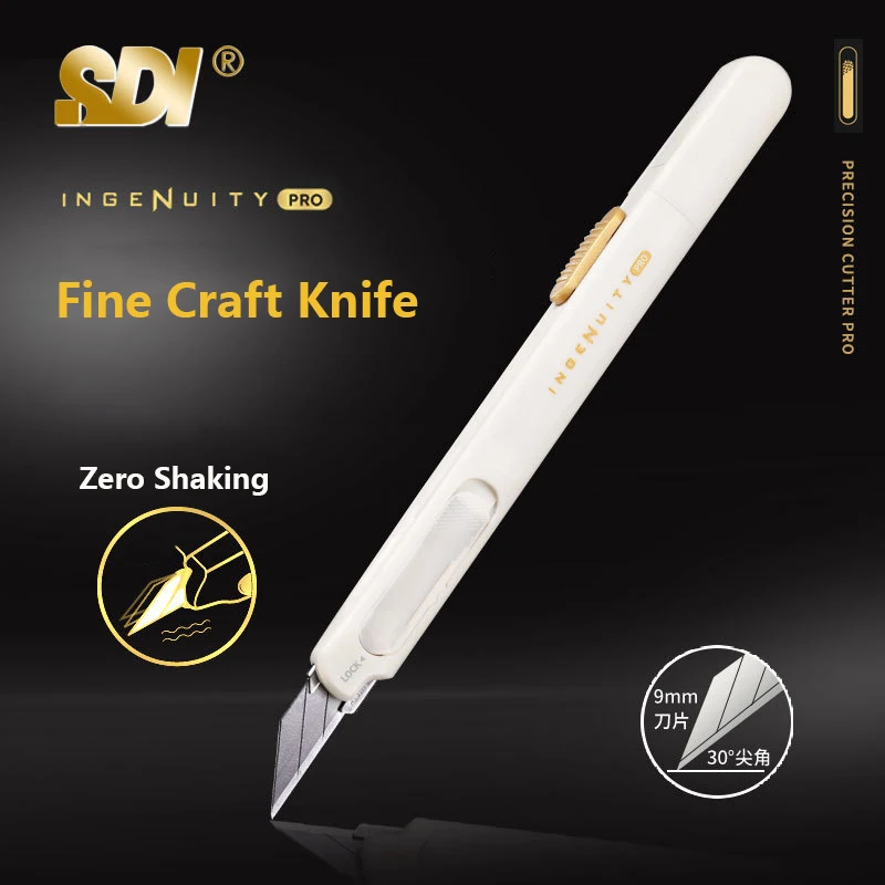 SDI High Precision Detail Craft Knife 30° Zero-Wobble Portable Box Cutter Lightweight Effortless Mini Hand Carving Knives for Sc