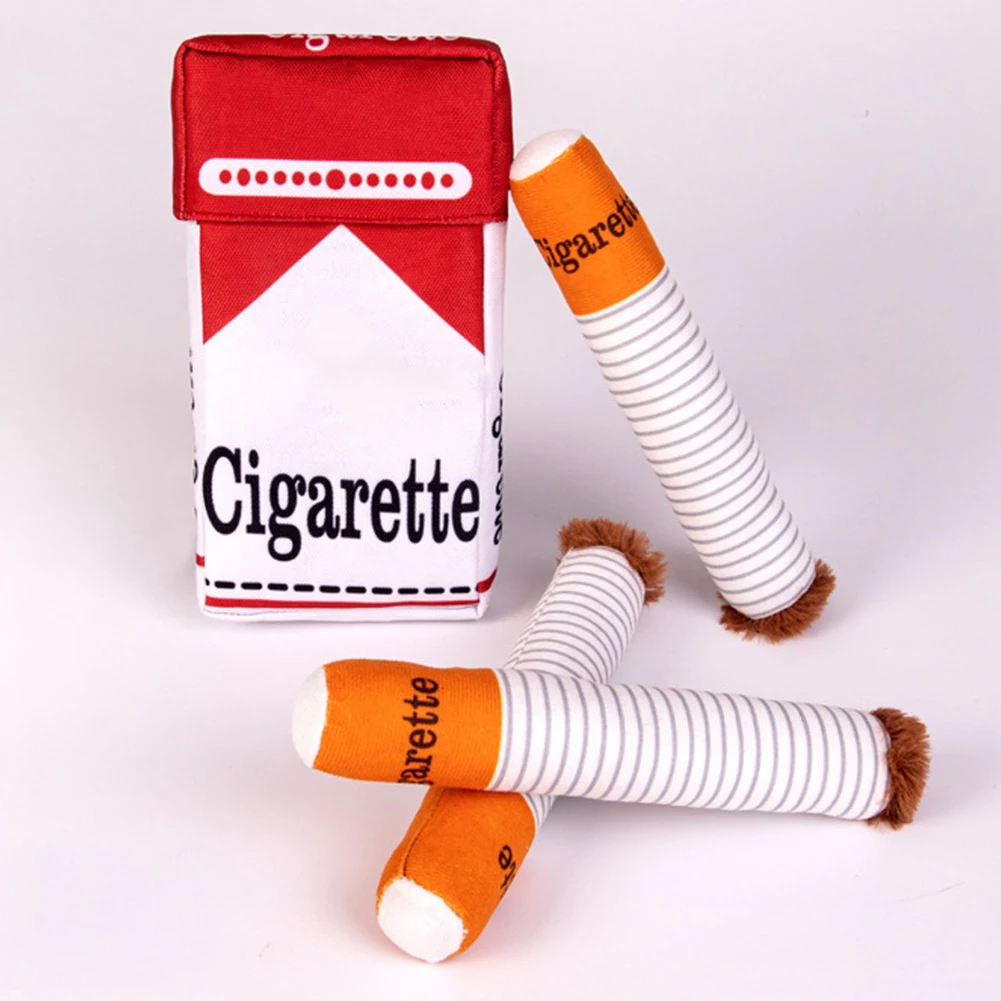 Cigarettes Dog Toy Imitation Cigar Chew Toy Interactive Plush Dog Chew Toy Novelty Stuffed Dog Toys for Small Medium Dogs