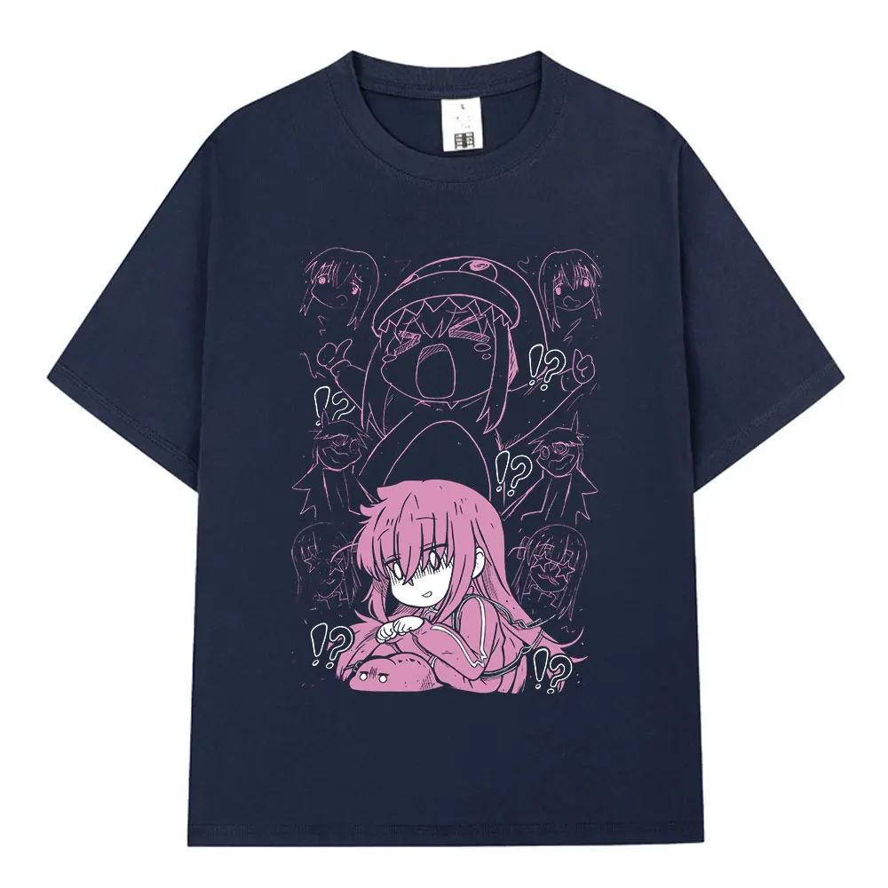 Japanese Manga Bocchi The Rock T-shirt Anime Gotoh Hitori Graphic T-shirts Men Women Summer Oversized Cotton T Shirts Streetwear