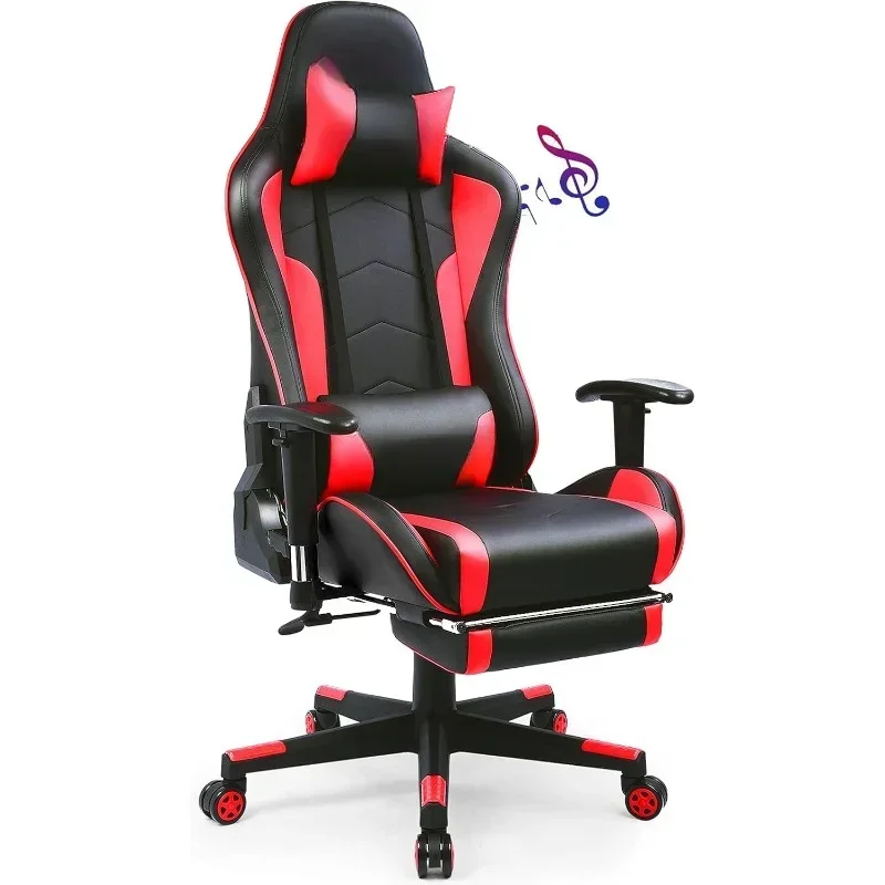 Gaming Chair with Footrest Speakers Video Game Chair Bluetooth Music Heavy Duty Ergonomic Computer Office Desk Chair