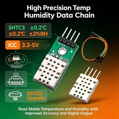 SHTC3 I2C Temperature Humidity Sensor Module, ±0.2℃ Accuracy, Low Power 0.45mA, 3.3-5V for Arduino/ESP32