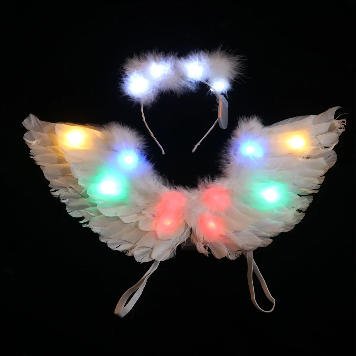 

2 Pcs Glowing Wings Headband Children Party Supplies Kids Angel Costumes Clothes for