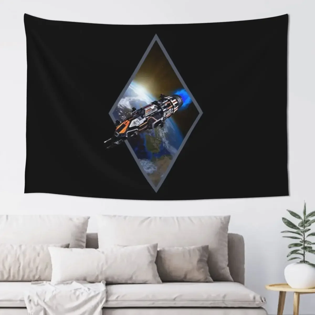 

Rocinante - Flying from Earth - White - Sci-Fi Tapestry Cute Room Decor Hanging Wall Decorative Wall Mural Tapestry