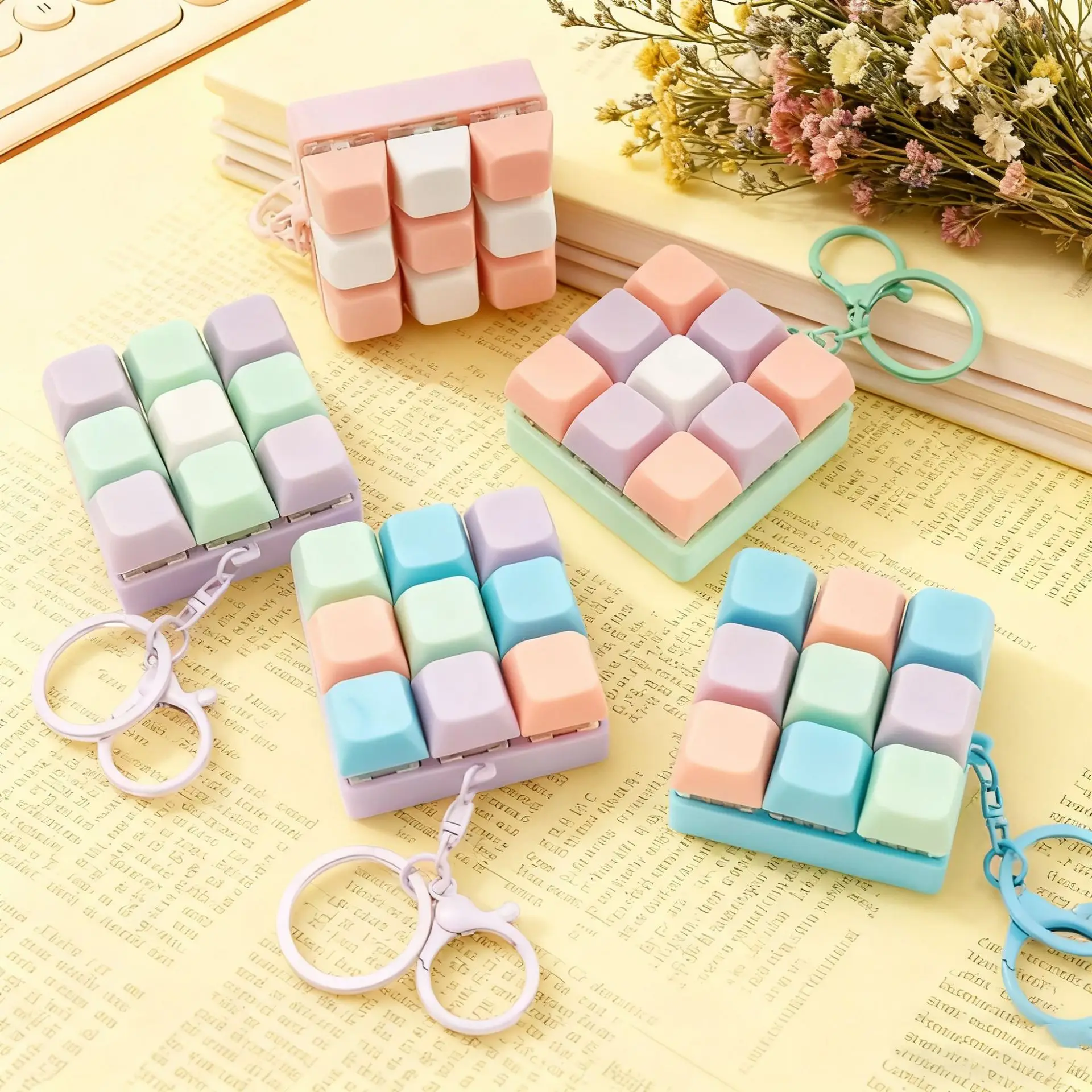 Chaveiro de Jogo de Teclado Tetris de Nove Teclas para Alívio do Estresse Adulto