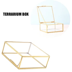 Transparent Glass Jewelry Box Wedding Ring storage box Geometric Clear Glass Jewelry Makeup Organizer Holder Tabletop Container