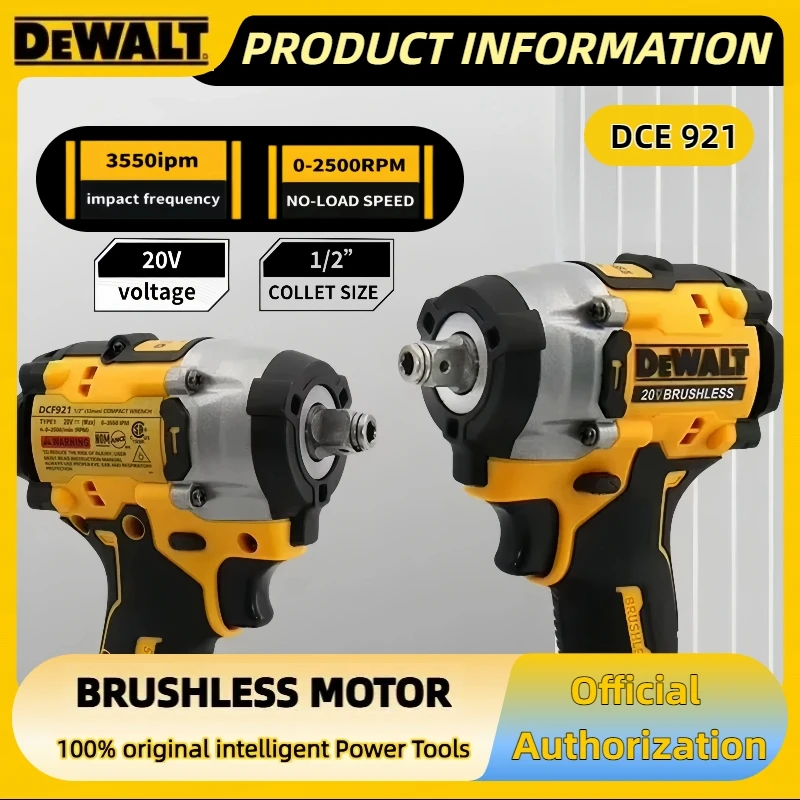 디월트 DCF921 무선 임팩트 렌치 - 가변 속도 베어 툴 프로급 성능 강력한 ATOMIC 20V MAX 1/2인치
