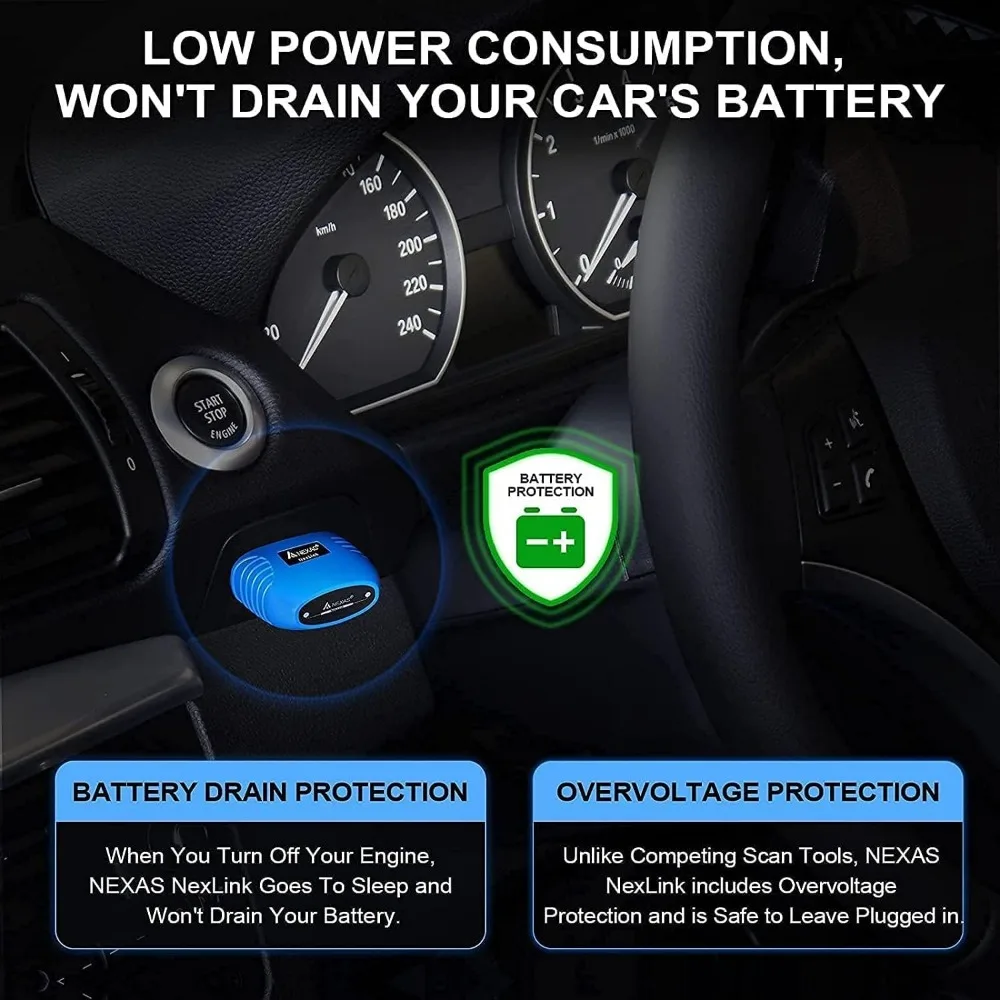 Scanner wireless OBD2 per auto statunitense: controllare la luce del motore, i dati dal vivo e i test delle prestazioni, funziona con iOS Android