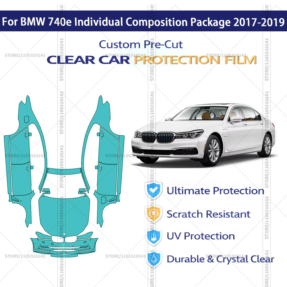 

For BMW 740e Individual Composition Package 2017-2019 Pre-Cut Paint Protection Film PPF Transparent Car Film Automotive PPF