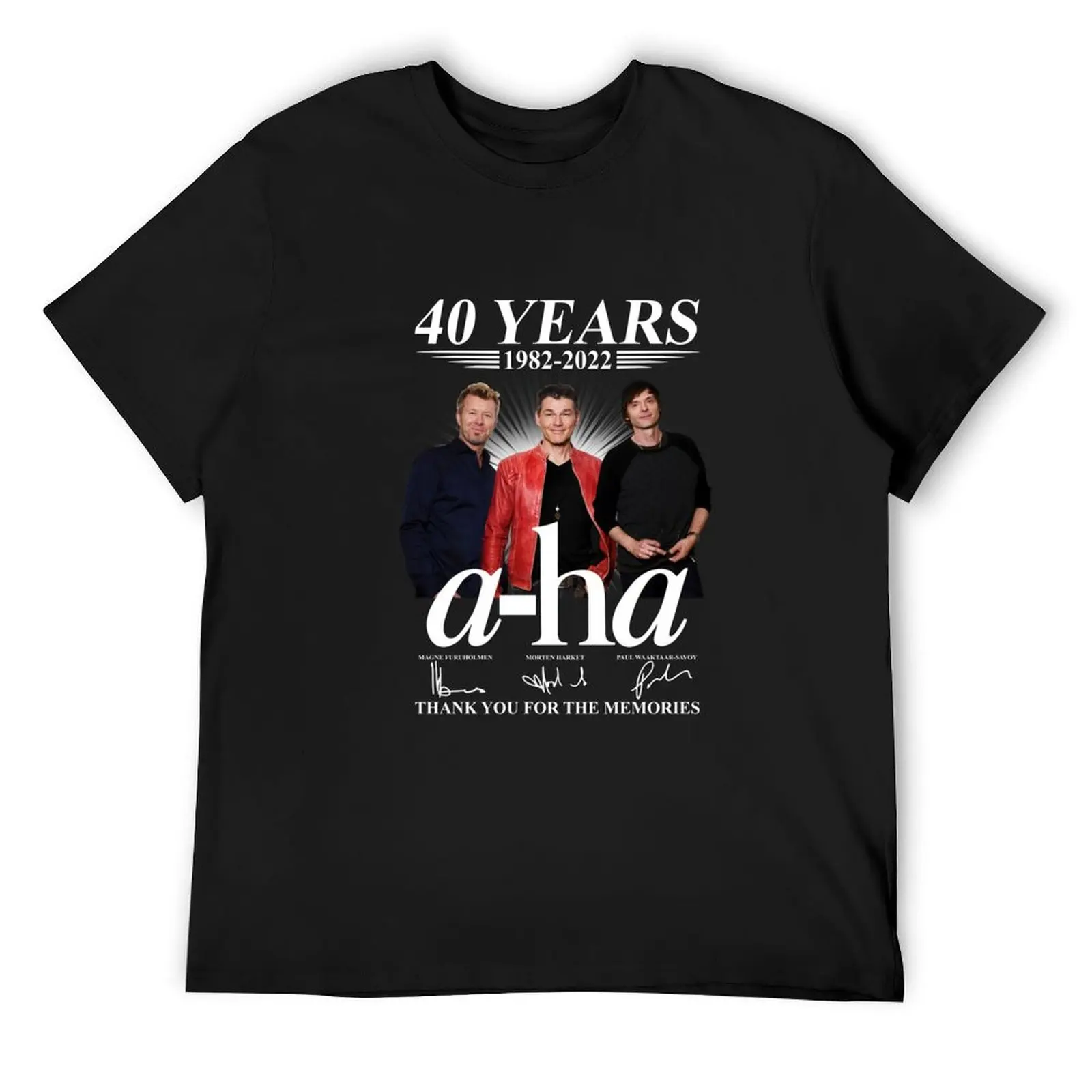 A-Ha 40 Years 1982 2022 Signatures Thank You For The Memories T-Shirt vintage graphic tee customizeds men graphic t shirts