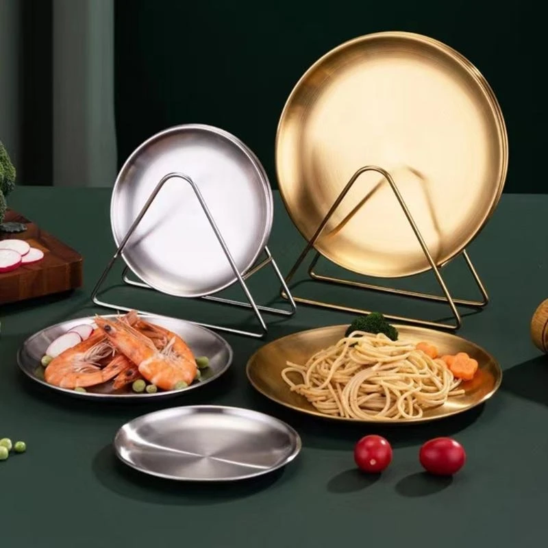 

Stainless Steel Spit Bone Dish Dining Table Garbage Plate Snacks Dessert Fruit Cake Dish Household Snacks Fruit Plate B03E