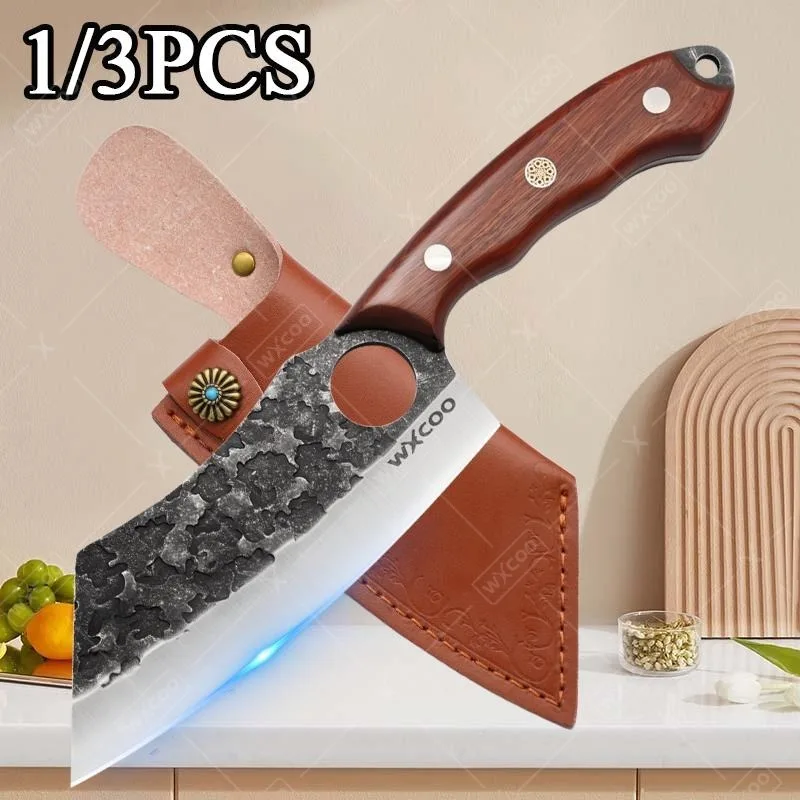 Juego de 1-3 Cuchillos de Cocina con Funda, Cuchillo Profesional para Deshuesar Carne y Pescado, Accesorios de Cocina para Viajes Familiares