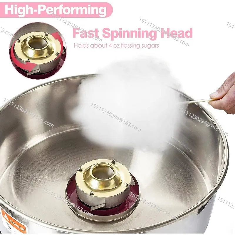 Electric Commercial Cotton Candy Machine - Automatic Spinning Sugar Maker for Fancy Street Vending