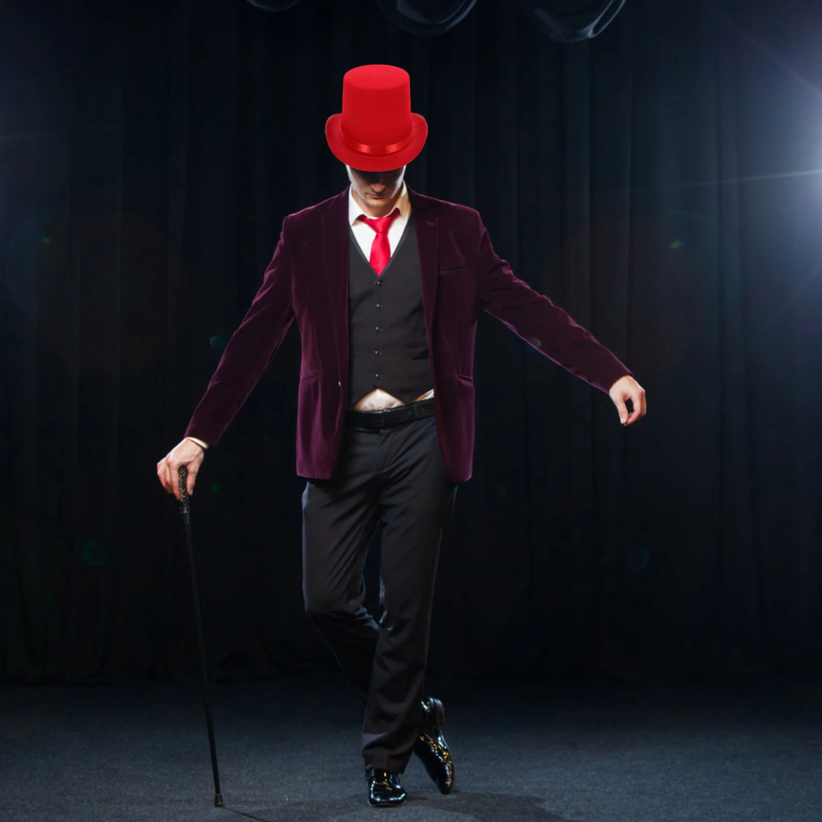 

Magician Hat Red Classic Retro Party Costume Accessory For Adults Dress Up Mystery Performance Event Fancy Hat