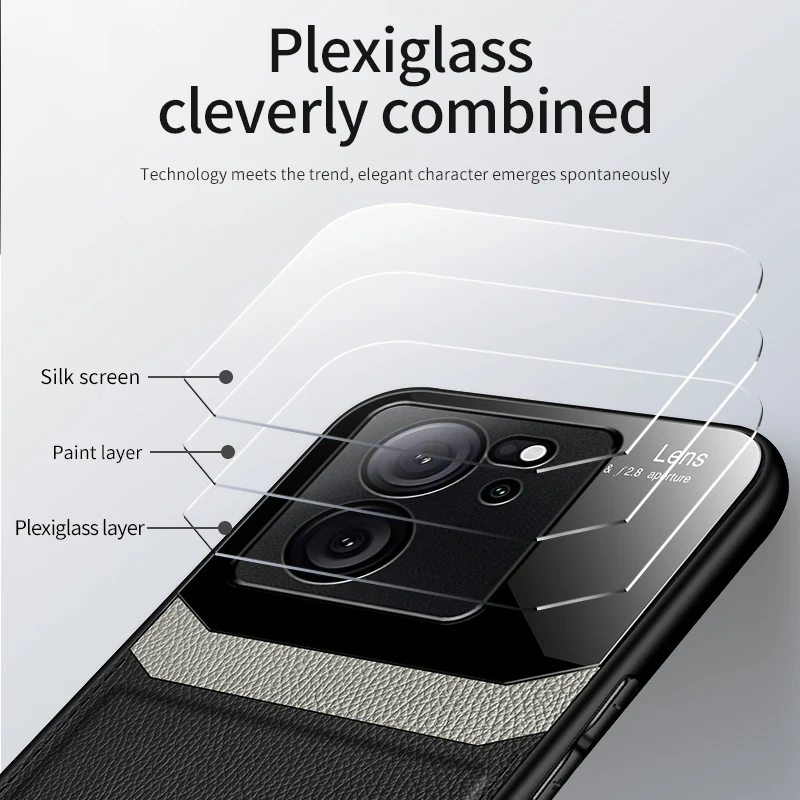 Luxury Acrylic Leather Case ForXiaomi Redmi K60Pro K60 Ultra Camera Protect Phone Back Cover for Redmi K60e Silicone Frame Coque image 3