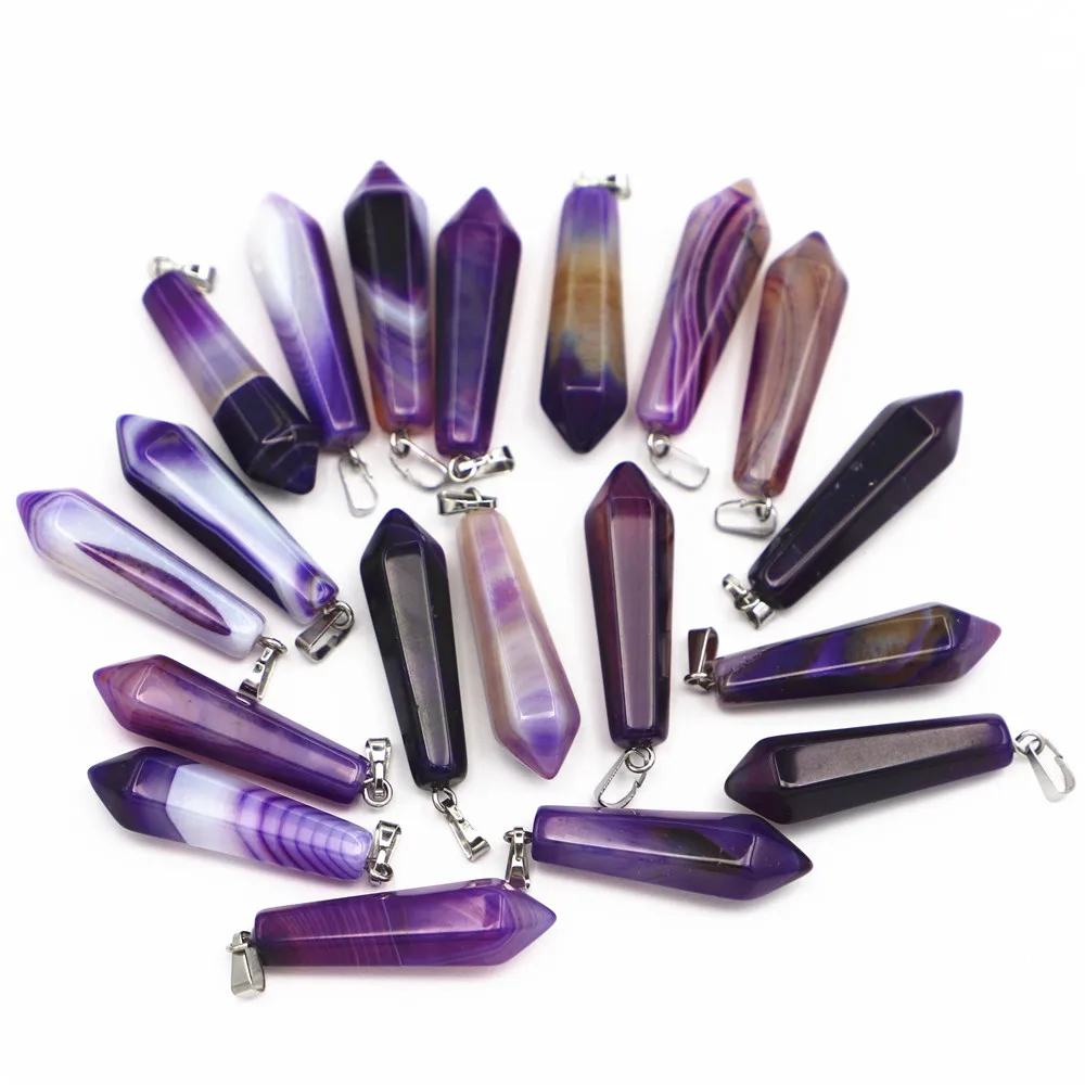 Brand New High Quality Natural Purple Fashion Agate Delicate Needle Pendant For Jewelry Making 24 Pieces/Pack Free Shipping