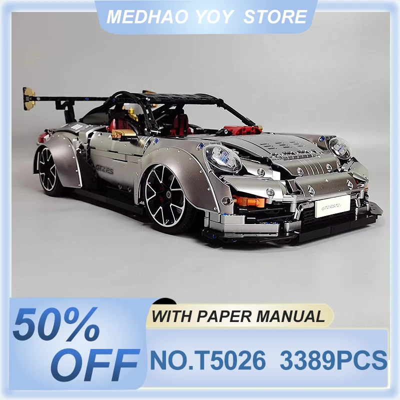 

TGL T5026A/B Electroplated 911 GT2 Racing Model Building Blocks Sports Car Assembly Educational DIY Toy Birthday Gifts For Kids