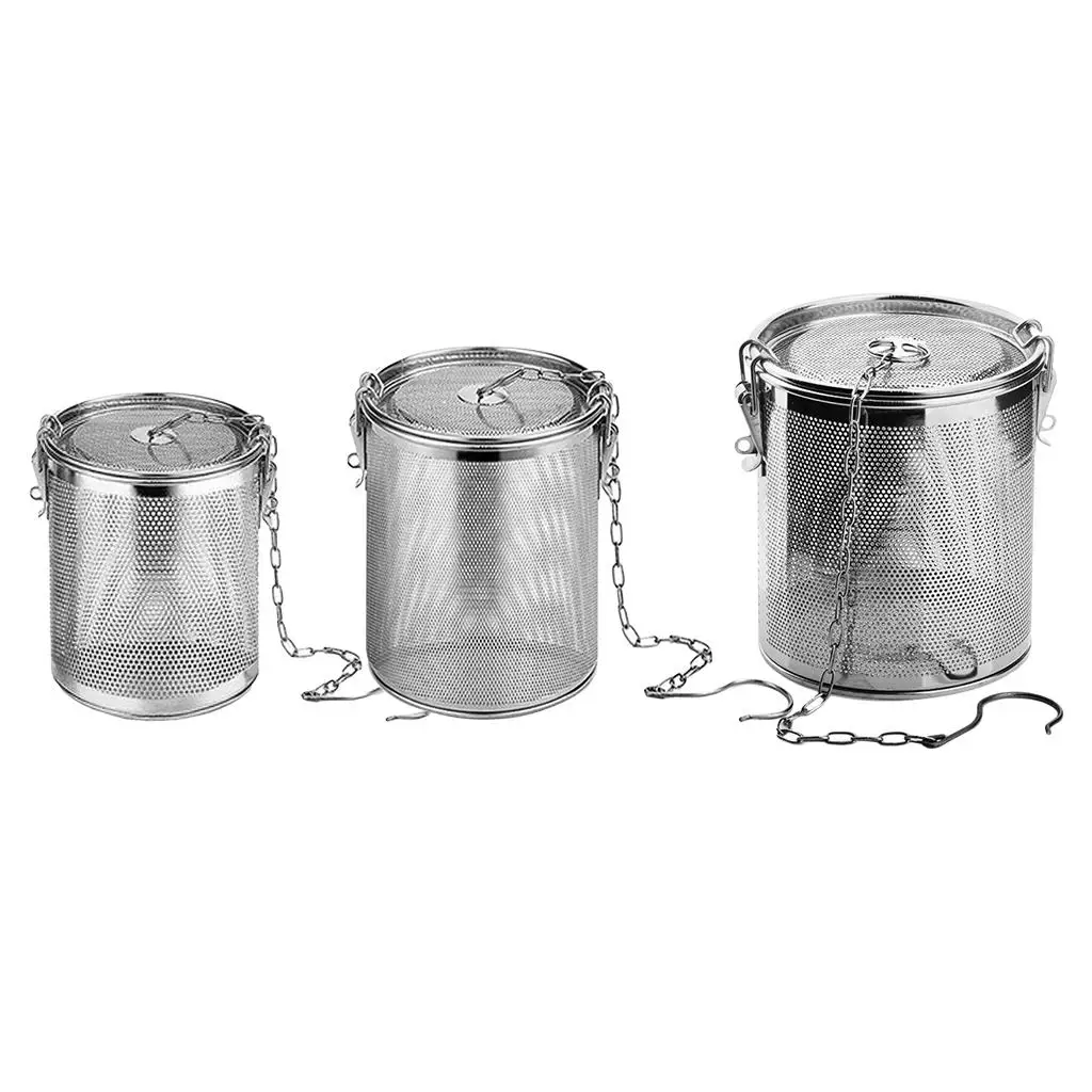 304 Stainless Steel Tea Ball Infuser Spices Strainer Fine Mesh  Soup Seasonings Separation Basket with Chain Hook Kitchen Tool