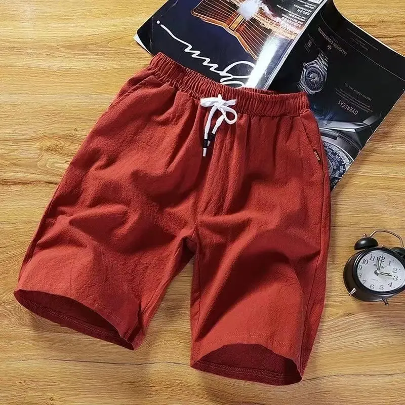 

Men's Summer Cotton Linen ort Pants Casual Beachwear Five-Point Loose Fit Faion plus Size Straight Leg Spor Qui Dry