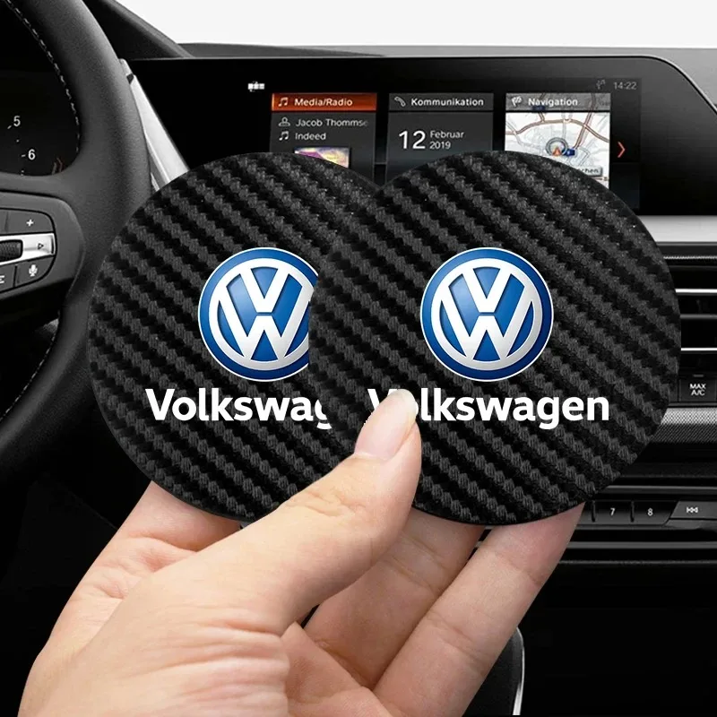 2Pcs Coaster Car Water Cup Anti-slip Pad Mat Holder For Volkswagen Golf 5 6 7 8 Scirocco Arteon T-Cross Tiguan Jetta Passat cc