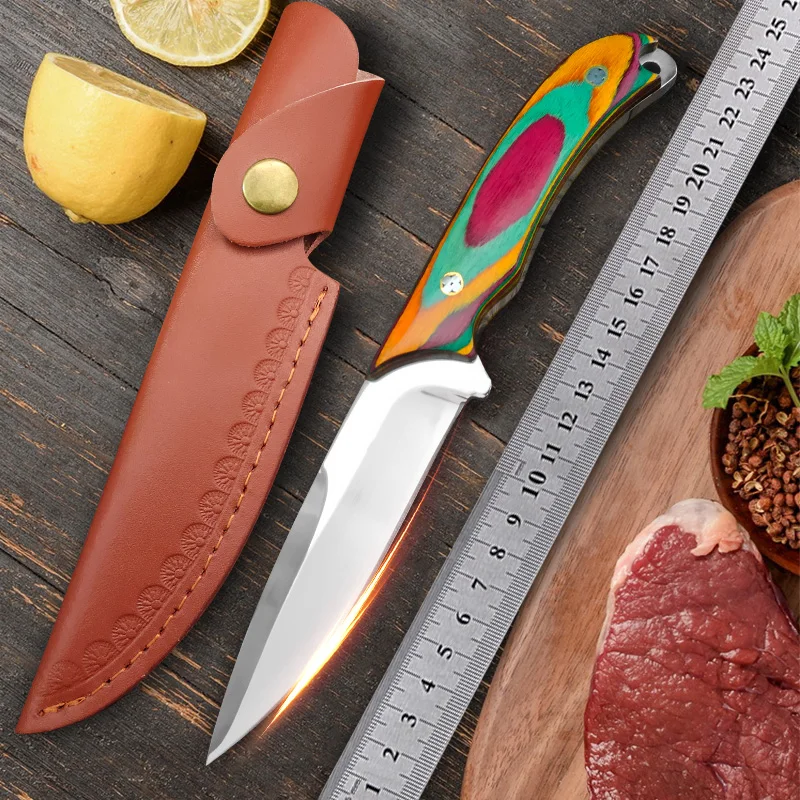 Stainless Steel Boning Knife 5Cr15 Kitchen Meat Cleaver Vegetables Slicing Knife Wooden Handle Sharp Butcher Cooking Knives