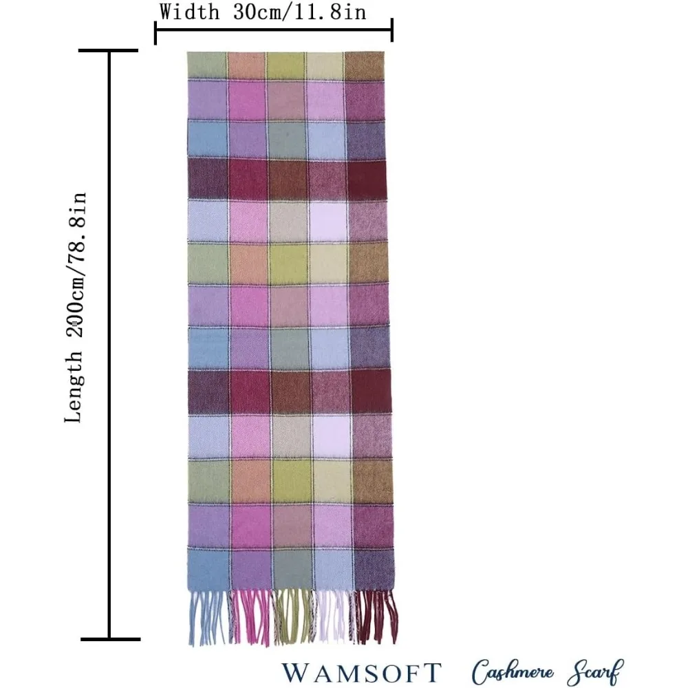 Luxuriöse Winterschals aus Kaschmir – karierte und solide Muster für Damen und Herren |   Dicke und leichte Wraps, ideal für kaltes Wetter