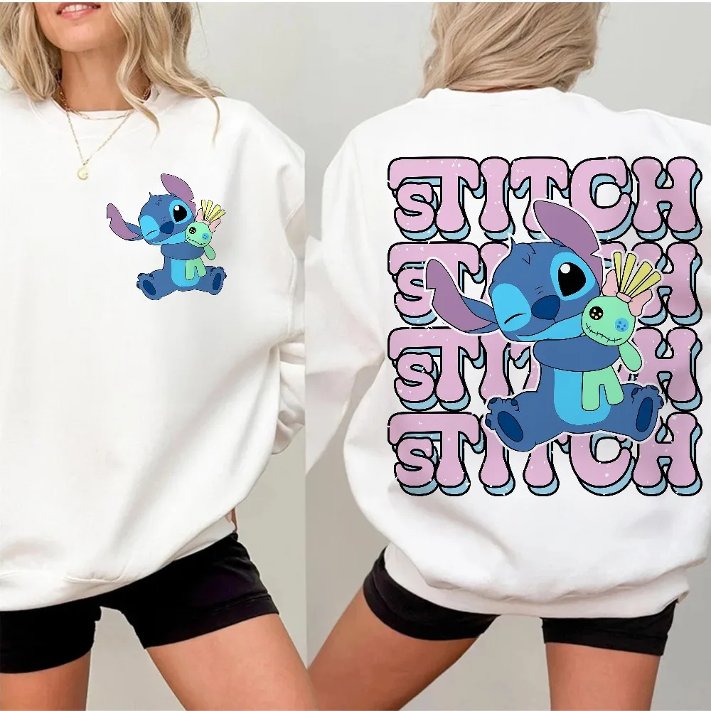 هودي ديزني ستيتش ماجيك كينجدوم، كاجوال وفضفاض. سويت شيرت برقبة دائرية للجنسين لفصل الخريف والشتاء