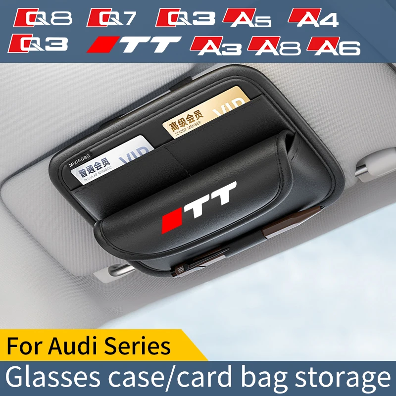 For Audi TT A3 A4 A5 A6 A8 Q3 Q7Q8 Car Sunshade Multifunctional Storage Bag Car Glasses Clip Card Bag Ticket Receipt Storage Bag