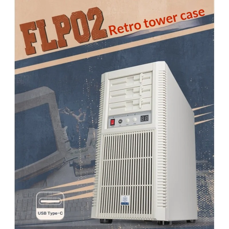Classic Beige Tower Chassis - SSI-CEB/ATX Support, 386mm GPU, 360mm AIO, Turbo Button, USB Type-C