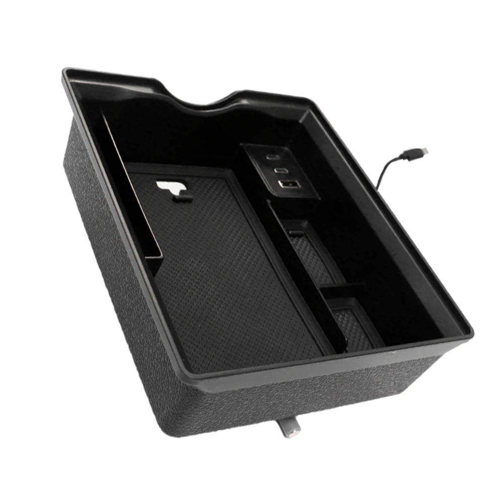 

Ящик для хранения в центральном подлокотнике Ящик для хранения в центральном подлокотнике с USB-концентратором подходит для Tesla Model 3 2021-2023