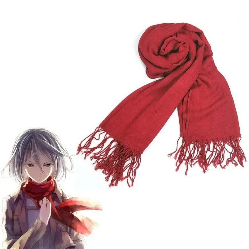 

Halloween Mikasa Ackerman Cosplay Scarf Anime Attack on Titan Cosplay Costume Shingeki no Kyojin Red Casual All-match Scarves