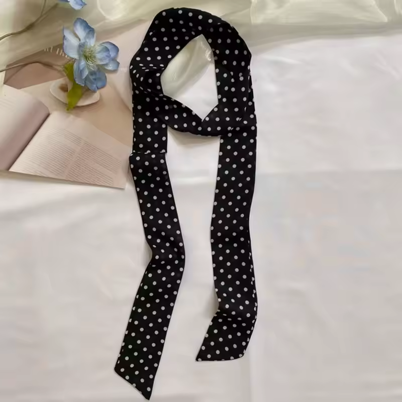 Women Narrow Long Scarf 150x4cm Polka Dot Tie Bag Ribbon Headband Choker Streamer Lady Accessories - Image 8