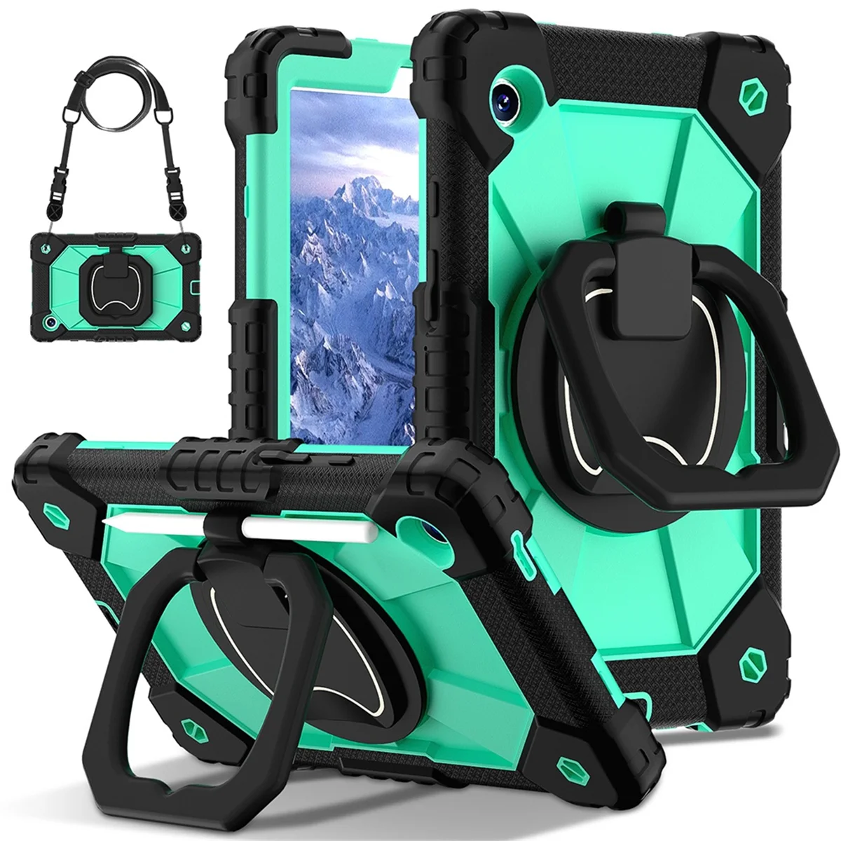 PBD-nFor IPad Air 2024 Case Kids Tablet Stand Cover Silicone + PC para IPad Air 13 polegadas com bandeja de caneta, preto e