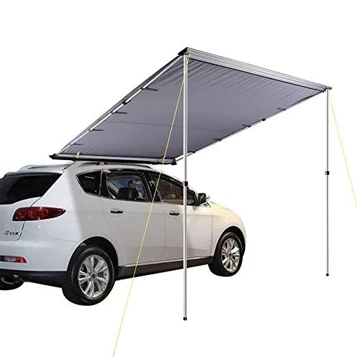 DANCHEL OUTDOOR 1.5x2m Car Side Awning for Camping SUV Trailer Offroad Gear Canopy Sunshade grey khaki with side wall